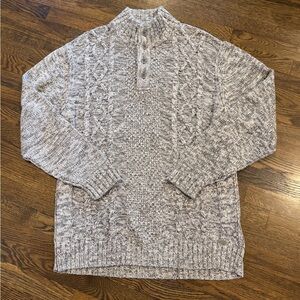 Buckle Black XL Gray Marled Cable Knit Henley Sweater Athletic Fit Rugged Cabin